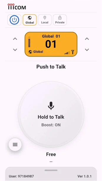iiiCOM app interface
